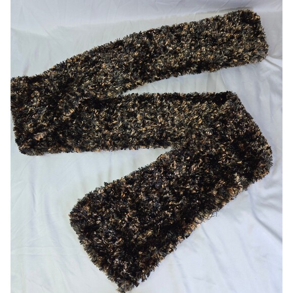 Fuzzy Chenille Scarf Beanie Lot of 4 Black White Gold Purple Red 34" to 44" - Picture 2 of 16